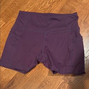 Baleaf Women's High-Waisted Purple Bike Shorts
